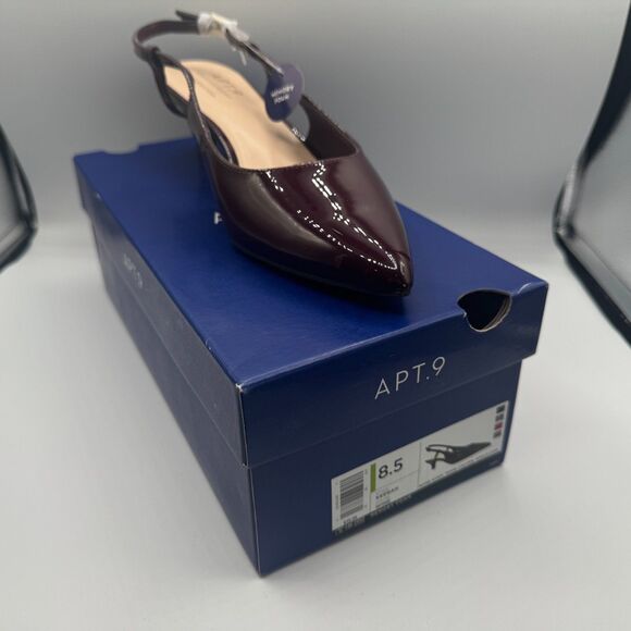 Apt 9 Keerah Wine Size 8.5 M Shoes Patent Leather Strappy Pointed Toe 2.5" Heel - Picture 2 of 9